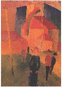 August Macke Flagged church oil painting reproduction